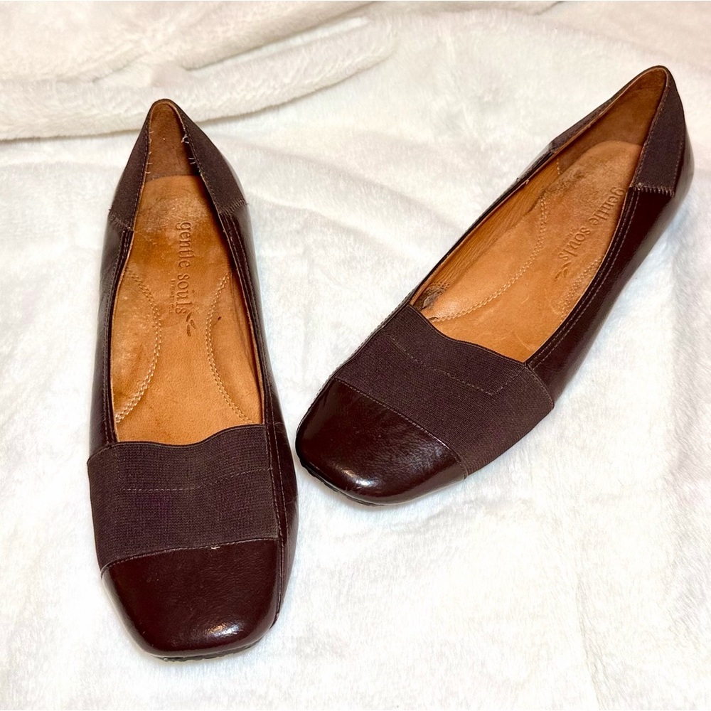 Kenneth Cole Gentle Souls Iso Kix Patent Leather Low Wedge Flats Sz 10M